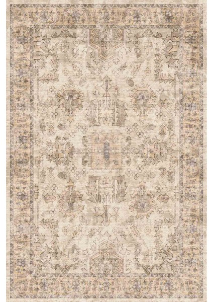 Mars Halı Geleneksel El Dokuma Motifli Bej Renkli Salon, Mutfak Halısı MARS2263