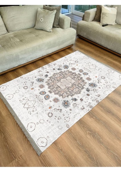 Mars Serisi Gri Kahve Etnik Geometrik Desen Kaymaz Taban Şönil Halı fiyatları