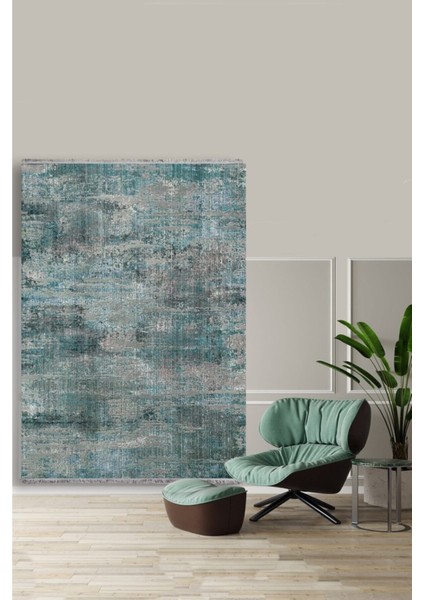 Turkuaz Tonunda Modern Desen Kaymaz Taban Dekoratif Halı fiyatları