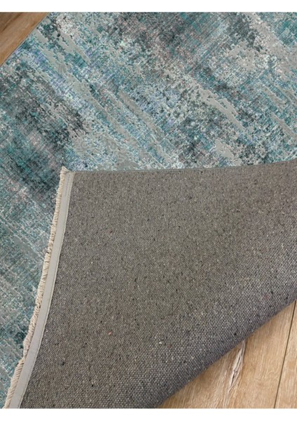 Turkuaz Tonunda Modern Desen Kaymaz Taban Dekoratif Halı indirimleri