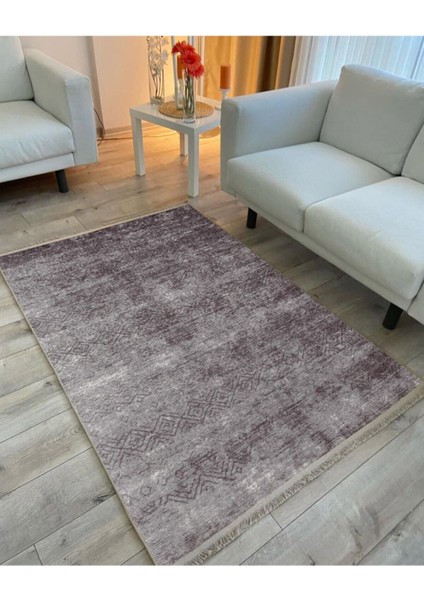 Mars 2020 Gri ve Siyah Tonunda Etnik Desenli Kaymaz Taban Dekoratif Halı fiyatları