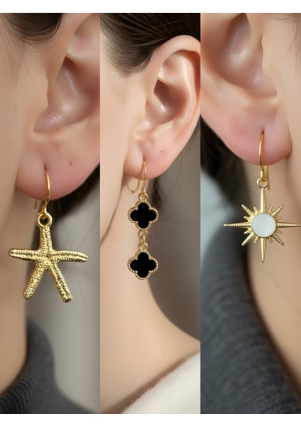 Trend Sembol Figürlü 3’lü Kadın Küpe Set