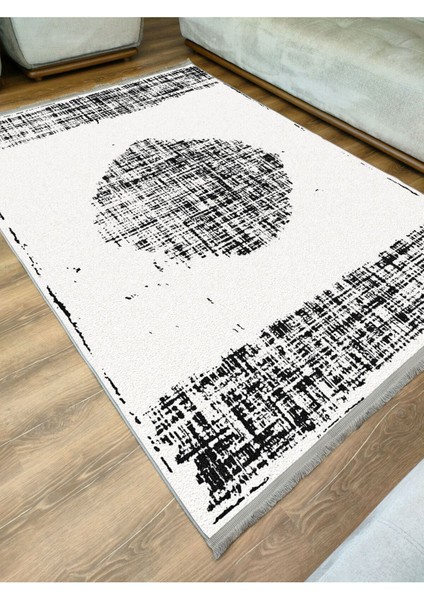 Mars Halı 2088 Siyah ve Tonlarında Dekoratif Halı Salon Halısı Saçaklı Yıkanabilen Halı modelleri