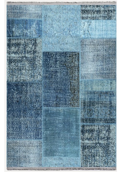 Mars Halı 2090 Mavi Tonunda Dekoratif Halı Salon Halısı Saçaklı Yıkanabilen Halı