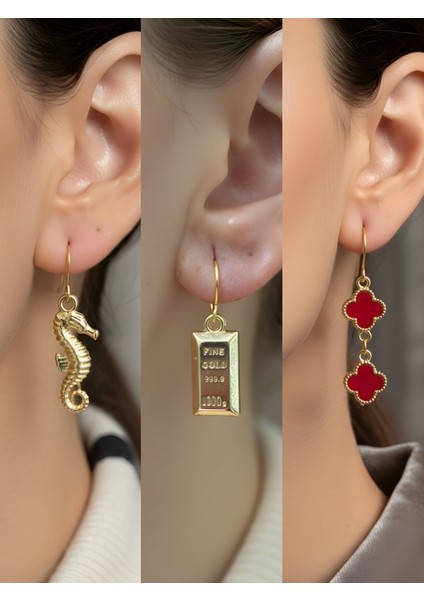 Trend Sembol Figürlü 3’lü Kadın Küpe Set