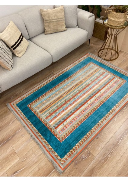 Mars 2017 Mavi Tonunda Geometrik Desen Kaymaz Taban Dekoratif Halı fiyatları