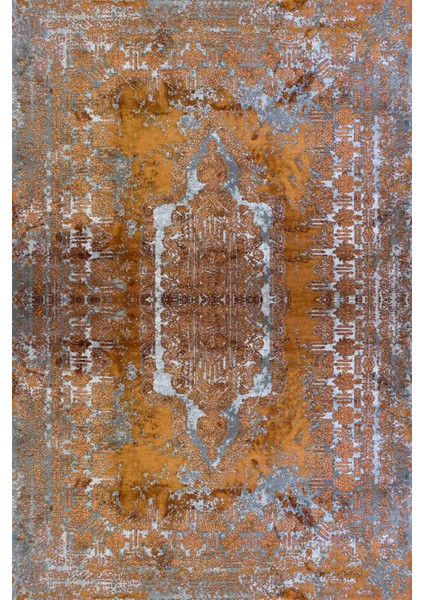 Mars 2185 Etnik Desenli Yıkanabilir Kaymaz Tabanlı Salon Halısı, Koridor ve Mutfak Halısı