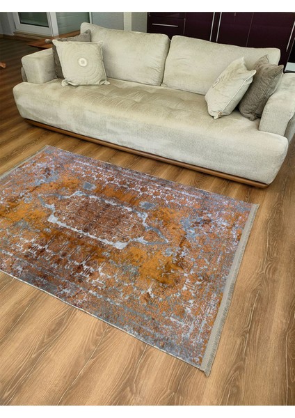 Mars 2185 Etnik Desenli Yıkanabilir Kaymaz Tabanlı Salon Halısı, Koridor ve Mutfak Halısı fırsatları