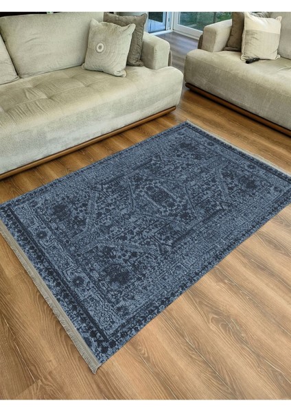 Mars Serisi Lacivert Eskitme Antika Desen Kaymaz Taban Şönil Halı fiyatları
