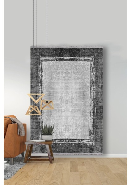 Mars 2003 Gri Tonunda Bordürlü Desen Kaymaz Taban Dekoratif Halı