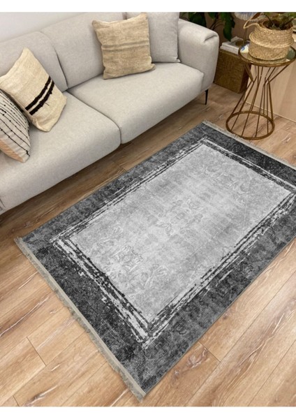 Mars 2003 Gri Tonunda Bordürlü Desen Kaymaz Taban Dekoratif Halı modelleri