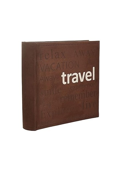 Pioneer Photo Albums Seyahat Metin Tasarımı Dikişli Suni Süet Kapak Fotoğraf Albümü, Kahverengi