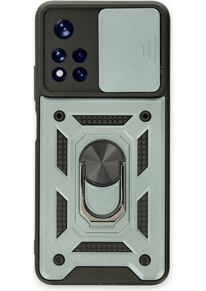 Xiaomi Redmi Note 11T Kılıf Pars Lens Yüzüklü Silikon - Yeşil modelleri