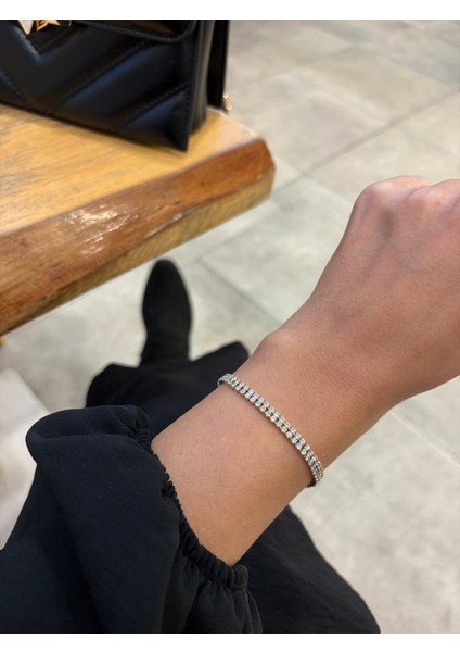 Özel Seri Xp Çift Sıra Su Yolu Zirkon Taşlı Gold Bileklik fiyatları