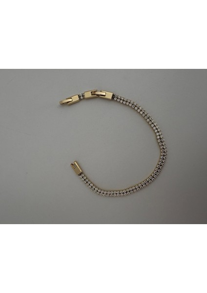 Özel Seri Xp Çift Sıra Su Yolu Zirkon Taşlı Gold Bileklik fırsatları