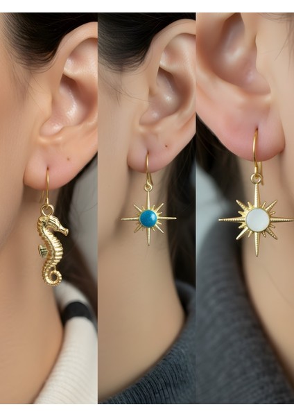 Trend Sembol Figürlü 3’lü Kadın Küpe Set