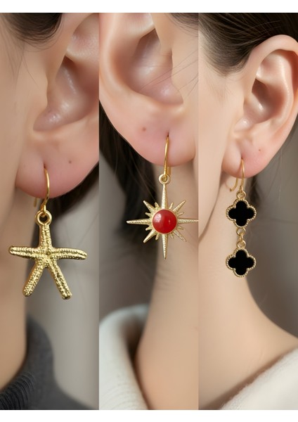 Trend Sembol Figürlü 3’lü Kadın Küpe Set