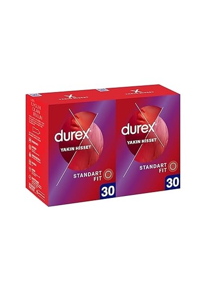 Durex Yakın Hisset Standart Prezervatif 60'lı (30 x 2 Adet)