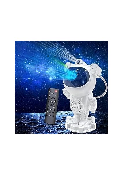 Coverzone Astronot Projektör Bağlantılı ve Uzaktan Kumandalı Ambians Gece Lambası Uzay Ef