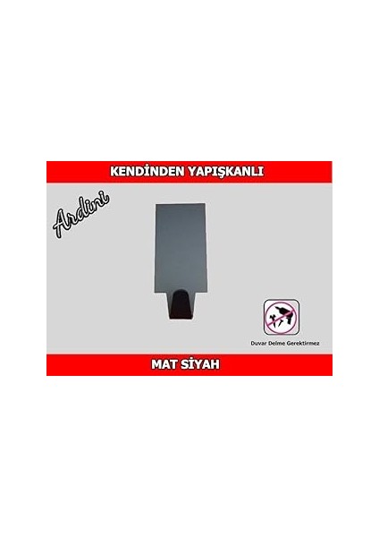 Ardini Kendinden Yapışkanlı 4 Lü Paket Dikdörtgen Mat Siyah Bornoz Havlu Askısı