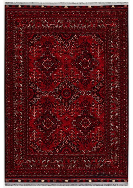 Mars 2168 Bordo Tonlarında Geleneksel Klasik Yıkanabilen Dekoratif Halı