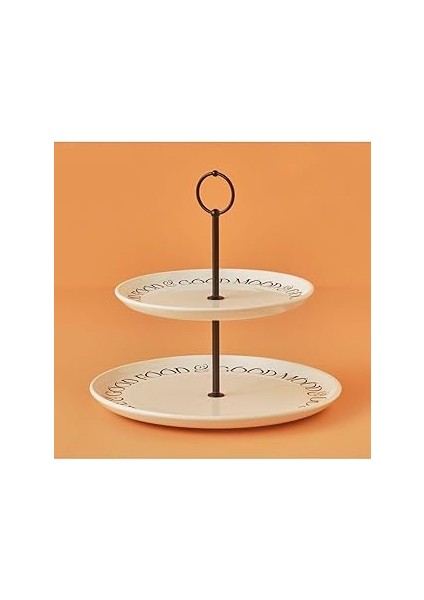 Maison Motto Seramik 2 Katlı Kurabiyelik Beyaz (26X30 Cm)