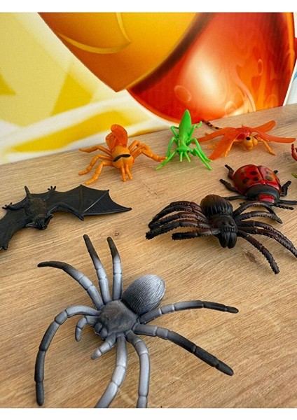 Oyuncak Hayvanlar Böcekler 8 Adet Şaka Hayvanları Örümcek Arı Çekirge Büyük Boy fiyatları