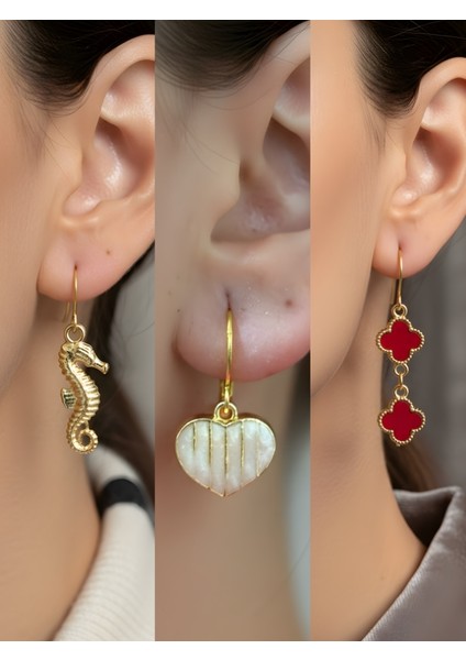 Trend Sembol Figürlü 3’lü Kadın Küpe Set