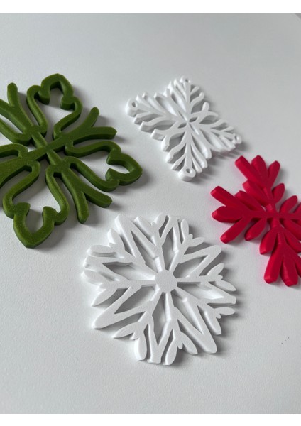 Yılbaşı Temalı Kar Tanesi Bardak Altlığı Seti – 4’lü Pla Dekoratif Altlık