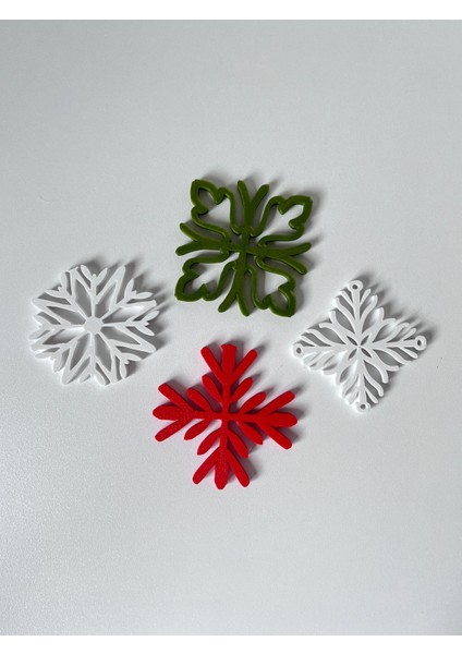 Yılbaşı Temalı Kar Tanesi Bardak Altlığı Seti – 4’lü Pla Dekoratif Altlık