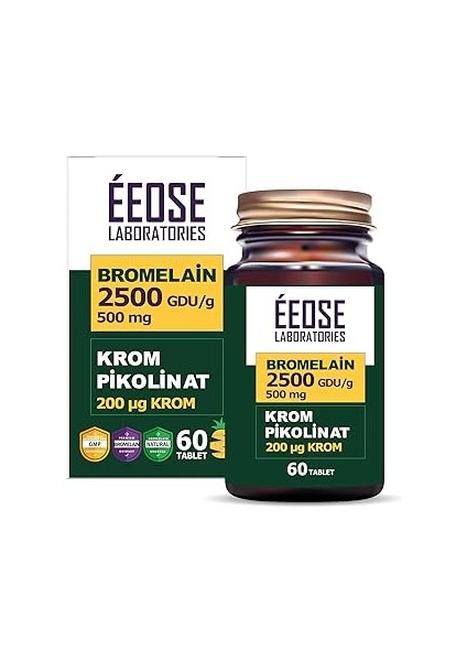 Eeose Bromelai̇n (2500 Gdu/g) ve Krom Pi̇koli̇nat - 60 Tablet