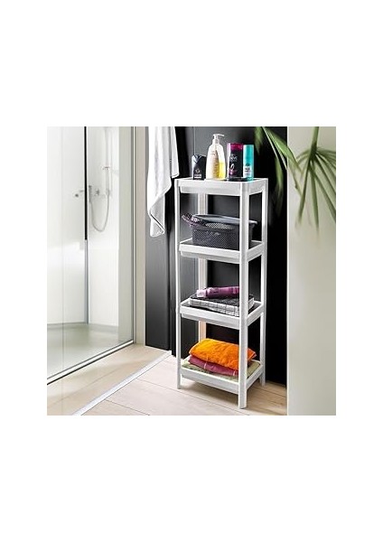 Deconox 4 Katlı Köşe Rafı | Banyo, Mutfak ve Kiler Için Yer Tasarruflu Organizer | Çok Amaçlı Plast