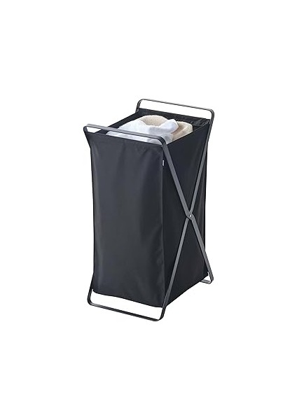 Yamazaki Tower Çamaşır Sepeti, Beyaz, Çelik Polyester Polipropilen, Siyah, Tek Beden