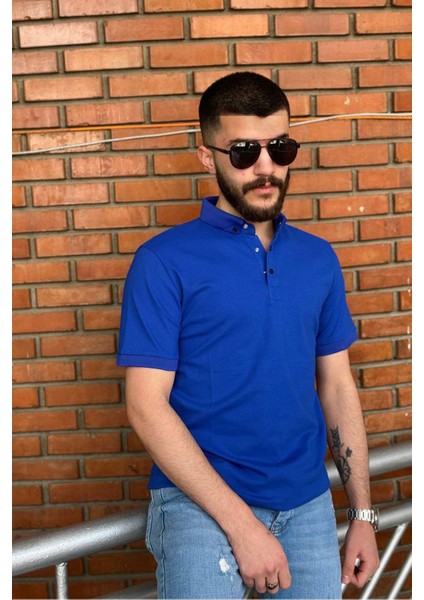Slimfit Kesim Erkek Oxford Duz Desen Polo Yaka Tshirt-Saks fırsatları