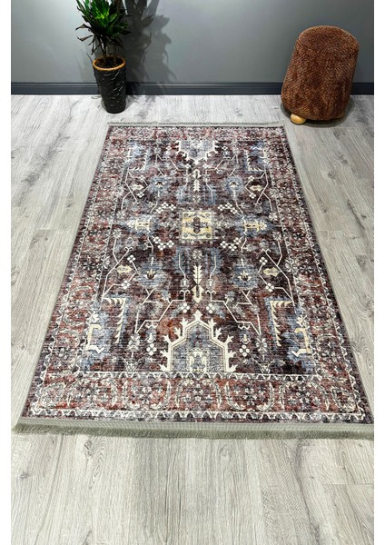 Mars Halı Geleneksel Osmanlı Motifli Bordo Eskitme Halı MARS2260