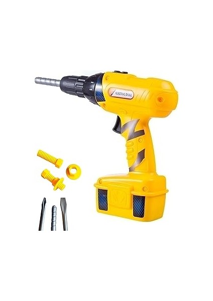 Oyuncak Matkap Eğitici Pilli Oynar Başlıklı Vidalı Matkap Uçlu Set Kartela Tamir Seti Hırdavat Oyun