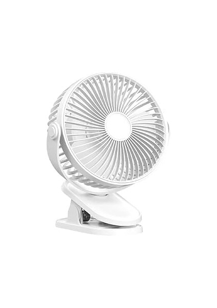 Masaüstü Şarjlı Fan Klipsli 360 Derece Dönebilen Vantilatör Soğutucu Klima Mandallı Beyaz