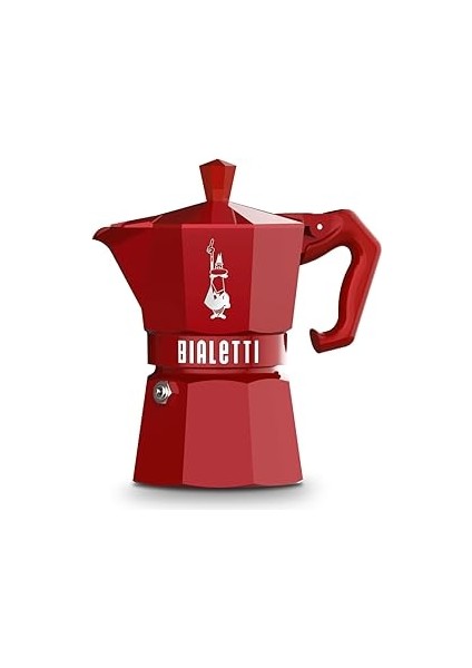 - Moka Exclusive: 3 Cups Ocak Üstü Espresso Pişirici - 130ML - Kırmızı Renk - Alüminyum Gö