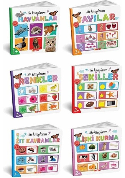 Eğitici Ilk Kitaplarım 6 Lı Set Sayılar,renkler,zıt Kavramlar,şekiller,hayvanlar,ilişki Kurma