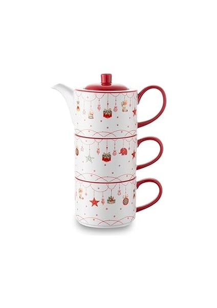 New Year Janus Teapot ve 2'li Bardak Seti
