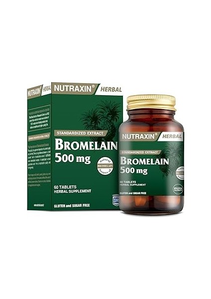 Nutraxin Herbal Bromelain 500 Mg Takviye Edici Gıda (1 x 60 Adet)
