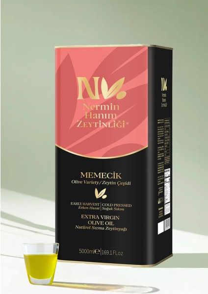 Memecik - Erken Hasat Soğuk Sıkım Zeytinyağı 5 Lt