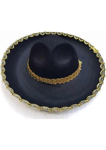 Altın Renk Şeritli Meksika Mariachi Latin Şapkası 55 cm Çocuk fiyatları