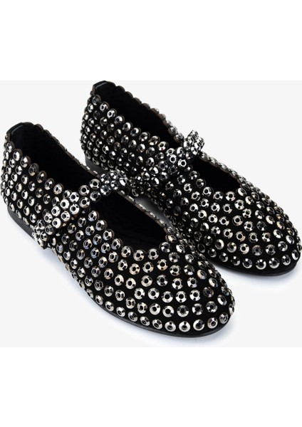 Kadın Hakiki Deri Siyah/beyaz Taş Babet Ayakkabı 35 2880 Bn Ayk SK25-26 Syh Suet/byz Tas fiyatları