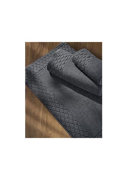 Soley | Alana | Extra Yumuşak Pamuklu Pirinç Örgü 3'lü Havlu Seti Antrasi̇t