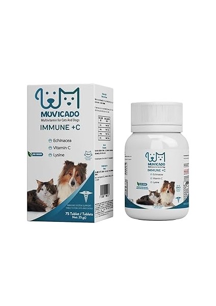 Muvicado Kedi ve Köpeklerin Bağışıklık Sistemini Destekleyen Tablet Immune C Vitamin