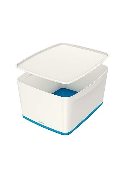 Leitz 52161036 A4 Mybox Kapaklı Geniş Saklama Kutusu, Beyaz/metalik