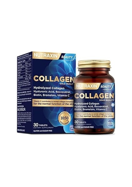 Nutraxin Beauty Collagen C Vitamini, Hyalüronik Asit, Kolajen Takviye Edici Gıda (1 x 30 Kapsü