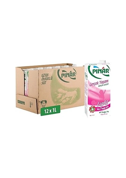 Pınar Süt Light (0.1 Yağ) 1l x 12 Adet