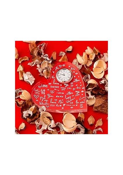 Aşk Temalı Hediye Akrilik Kalp Saat